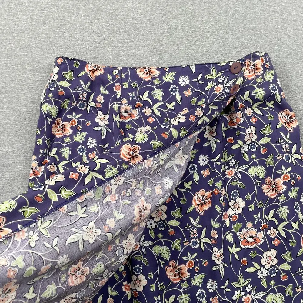 90s VTG Paul Harris Design Floral Maxi Skirt Size L Purple Wrap Front Fairycore